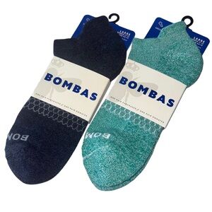 BOMBAS Set of 2 Pair Women's Mint & Midnight Blue Marl Ankle Socks Size Large